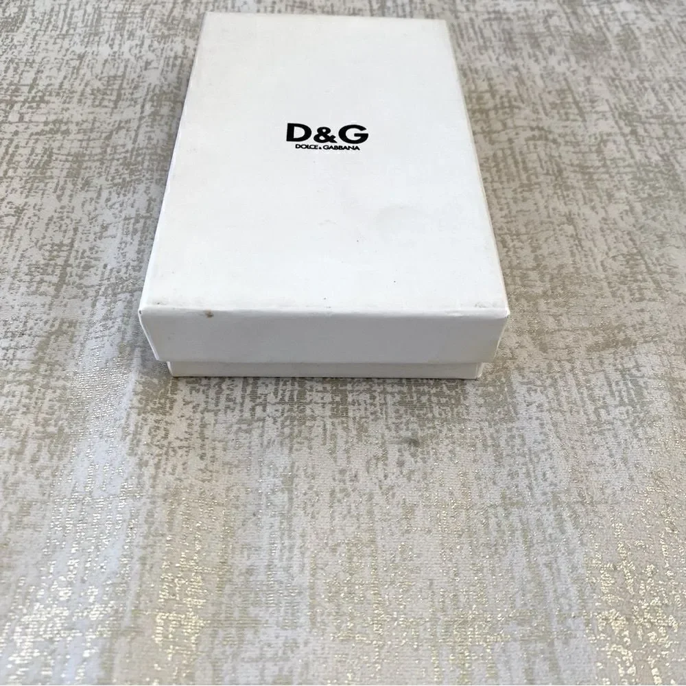 DOLCE & GABBANA Beige Canvas & Metal Keychain with Box & Paperwork. EUC!
